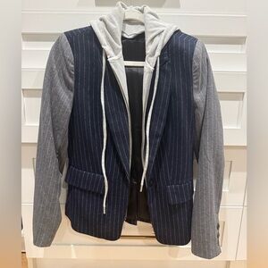 Central Park West Pinstripe Blazer with Hoodie